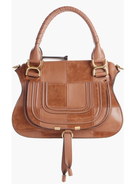 Chloe Handbags - The Chloé Marcie Leather & Suede Patchwork Satchel in Dusty Tan NWT